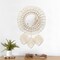 Hanging Wall Mirror-Boho Macrame Fringe Round Decorative Mirror with Wood Beads Feather Pendant,Art Ornament for Apartment Home Bedroom Living Room